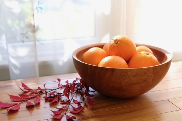 Cherry bowl with oranges