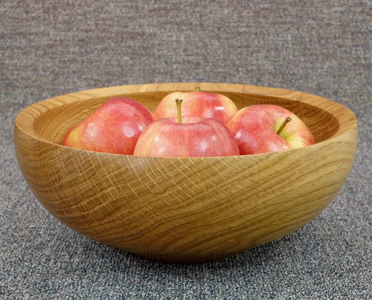 White oak bowl with apples